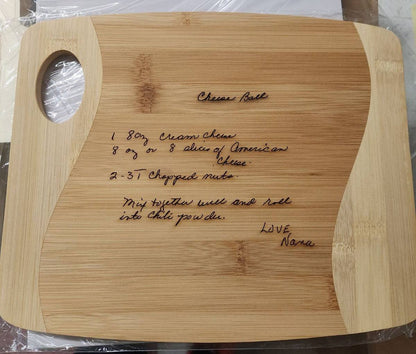 Bamboo Cutting Board - GFT890 - 11" x 9" x 5/16" Bamboo Two Tone Cutting Board with Handle