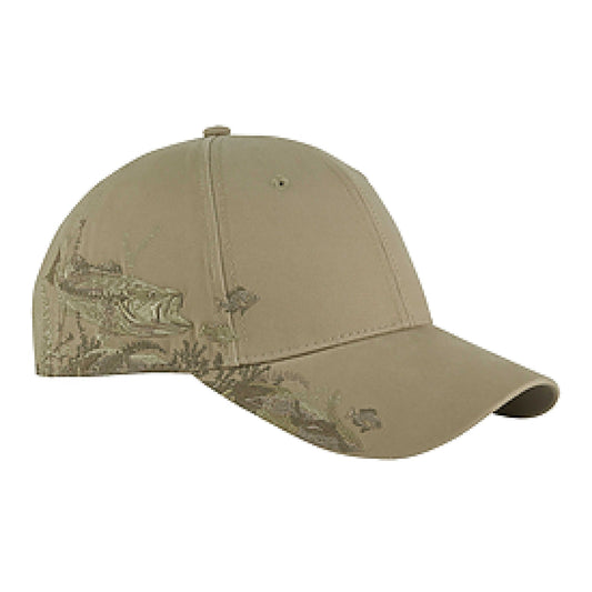 DRI-DUCK HEADWEAR Wildlife Bass cap - D3303 with laser engraved patch added to the front