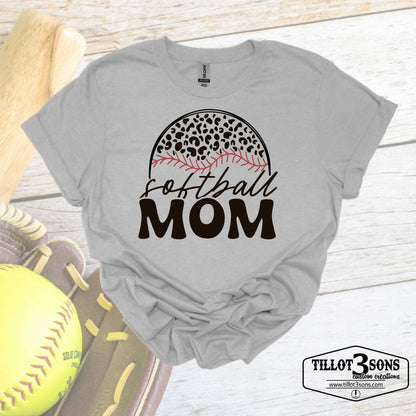 Softball Mom with Leopard Print graphics t-shirt image 1