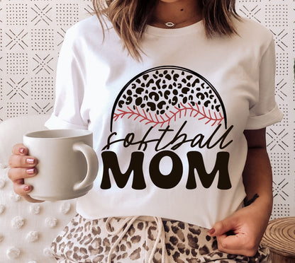 Softball Mom with Leopard Print graphics t-shirt image 0