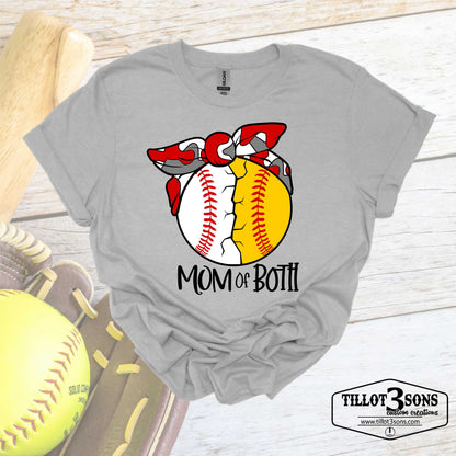 Mom of both baseball & softball graphics t-shirt image 1