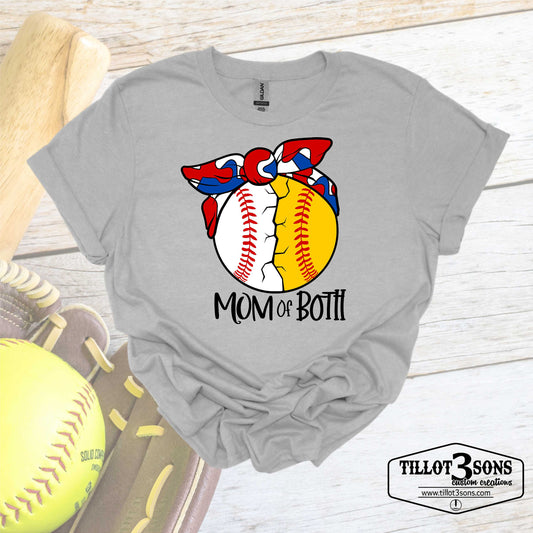 Mom of both baseball & softball graphics t-shirt image 0