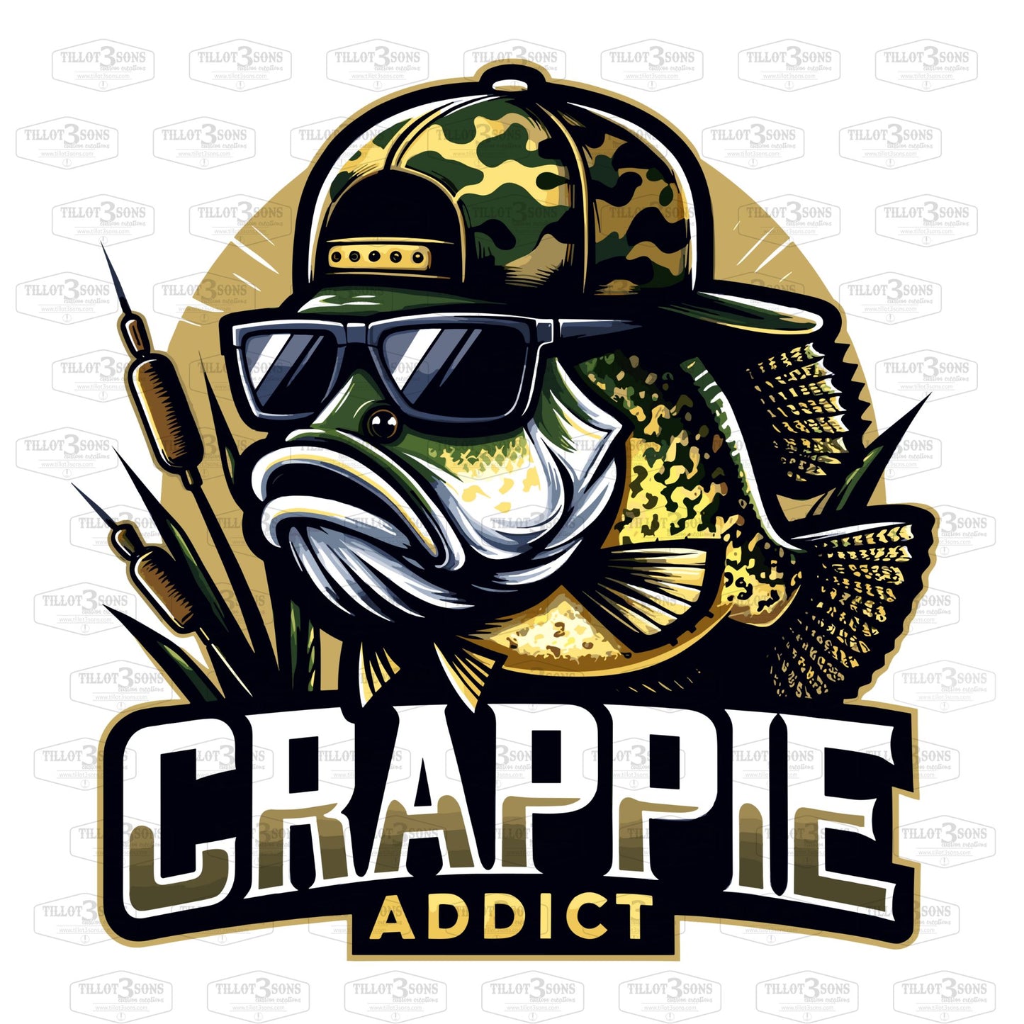 Crappie Addict - fishing graphics t-shirt