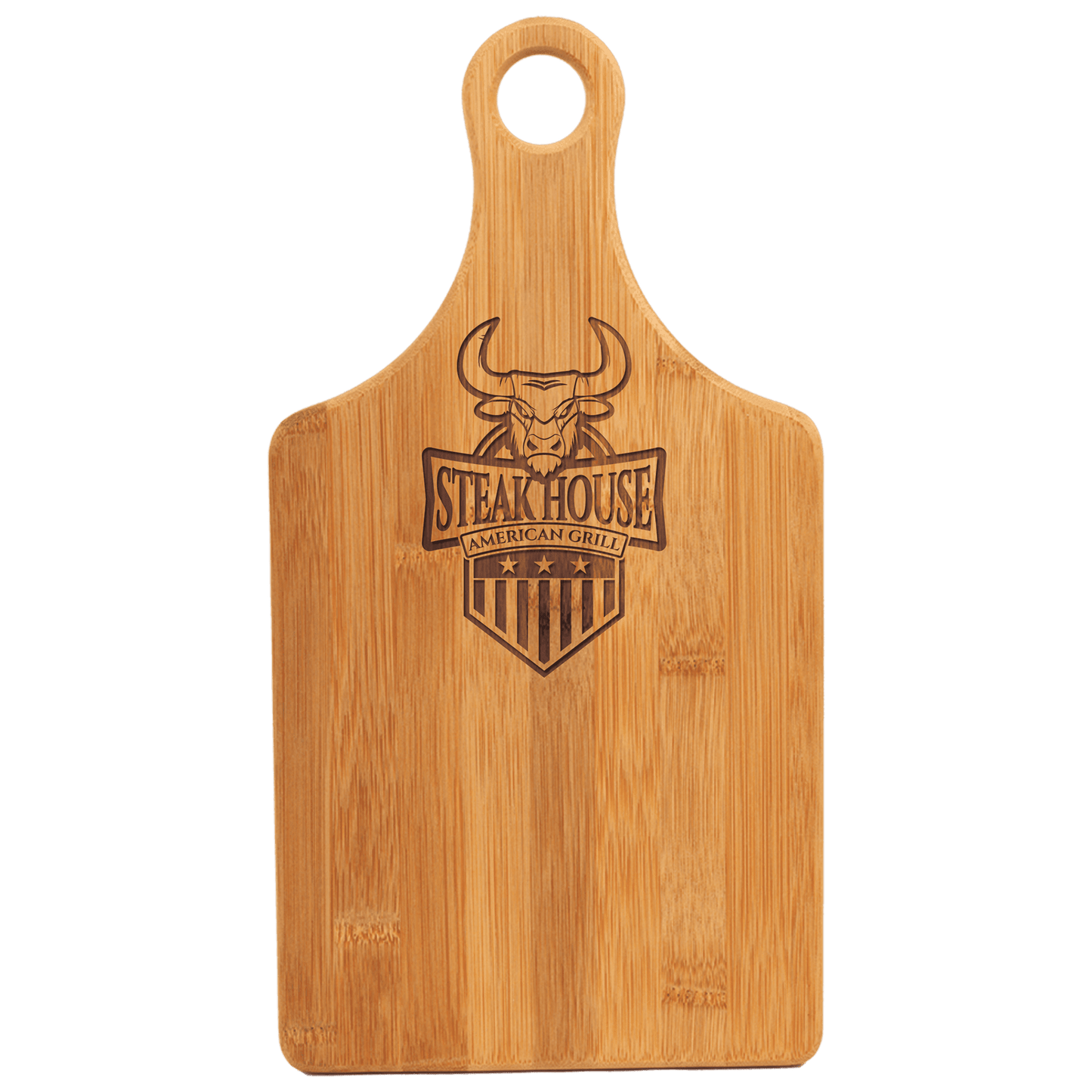 Bamboo Cutting Board - SKU: GFT172 - 13 1/2" x 7" Bamboo Paddle Shape Cutting Board