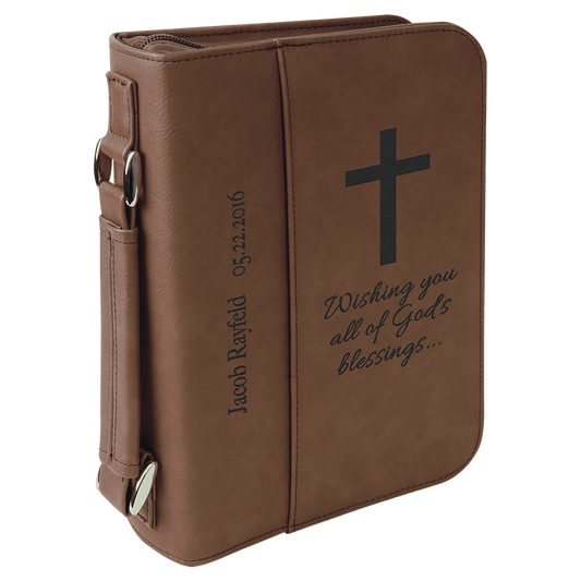 Bible cover carrying case with zipper - Small sized personalized leatherette cover