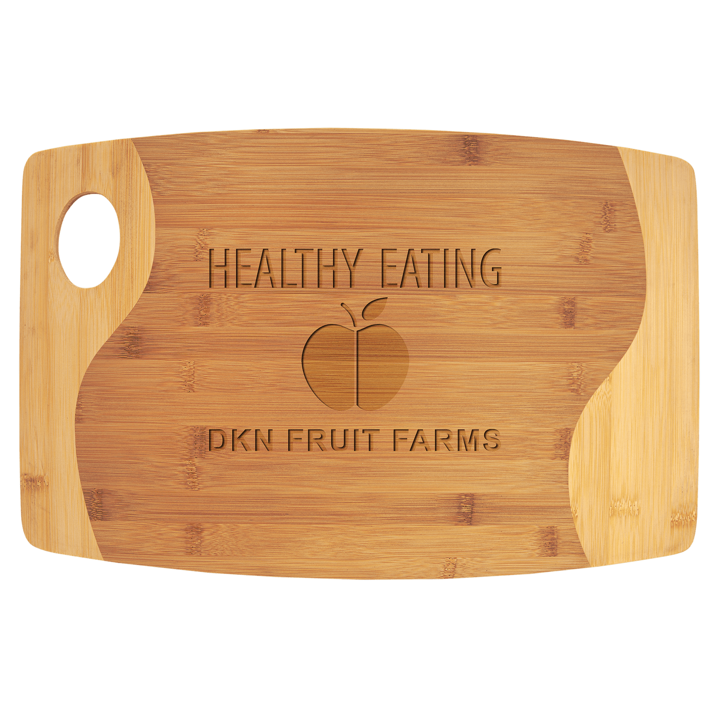 Bamboo Cutting Board - GFT892 - 17 3/4" x 11 3/4" Bamboo Two Tone Cutting Board with Handle