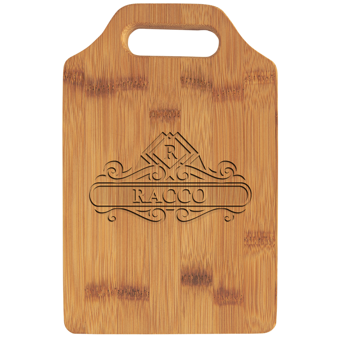 Bamboo Cutting Board - GFT895 - 9" x 6" Bamboo Cutting Board with Handle