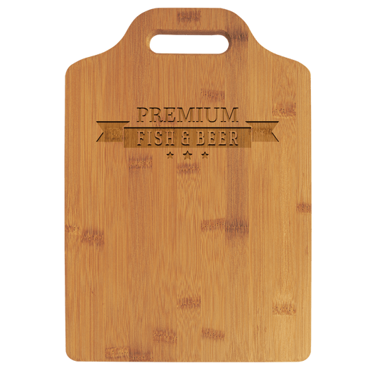 Bamboo Cutting Board - GFT897 - 13" x 9" Bamboo Cutting Board with Handle