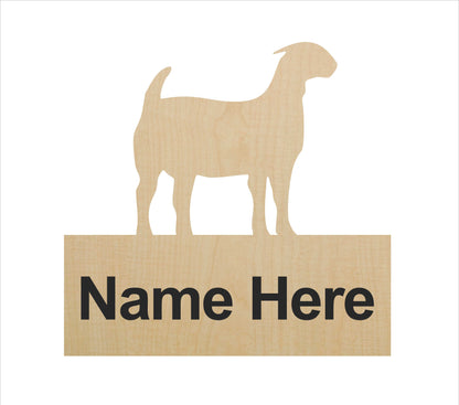 Goat or sheep sign, laser cut wood shape, engraved personalization image 0