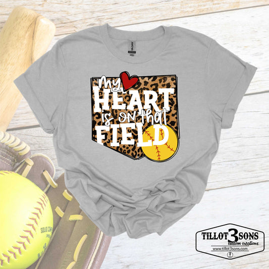 My Heart is on that Field leopard print graphics t-shirt image 0