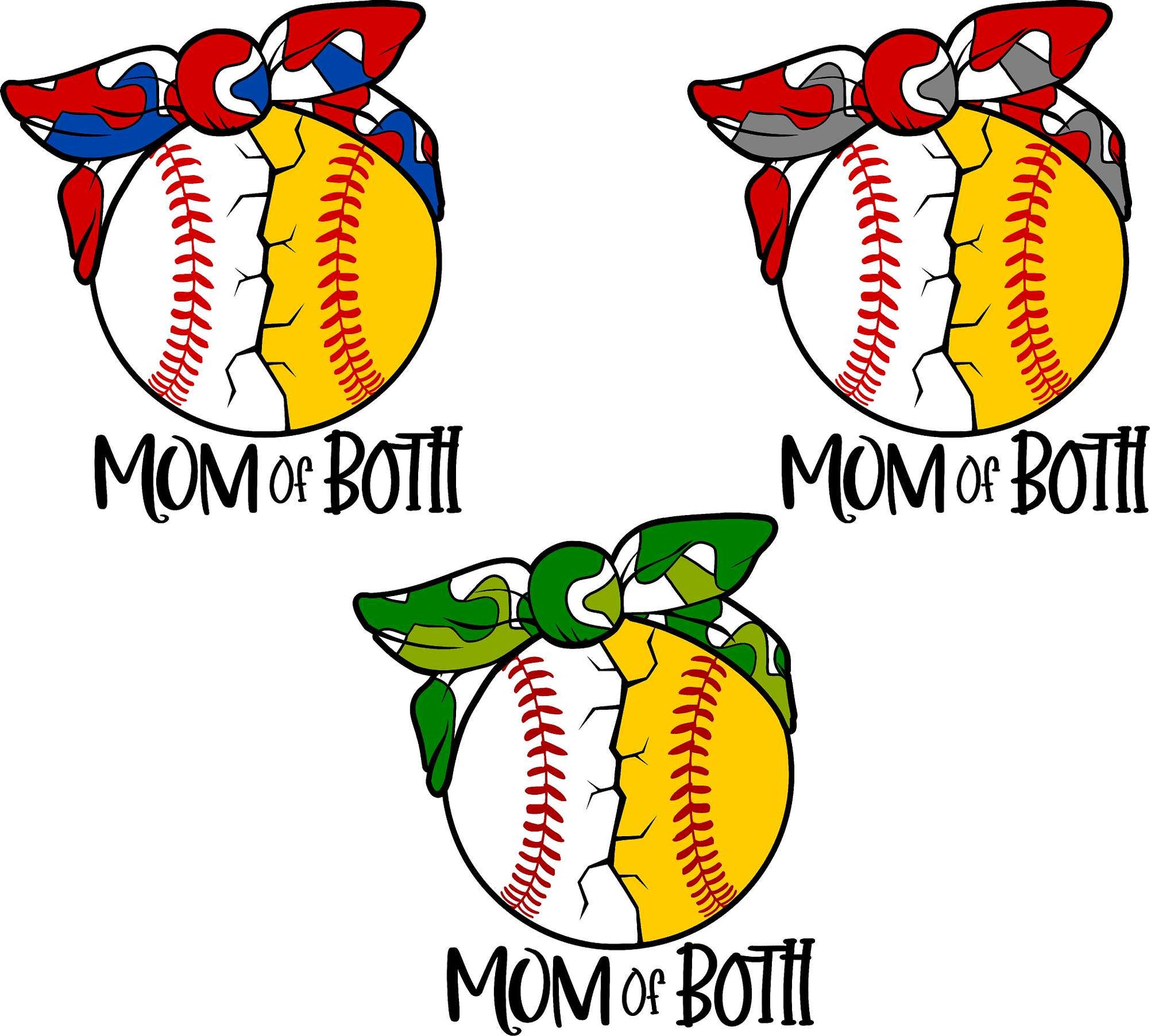 Mom of both baseball & softball graphics t-shirt image 2